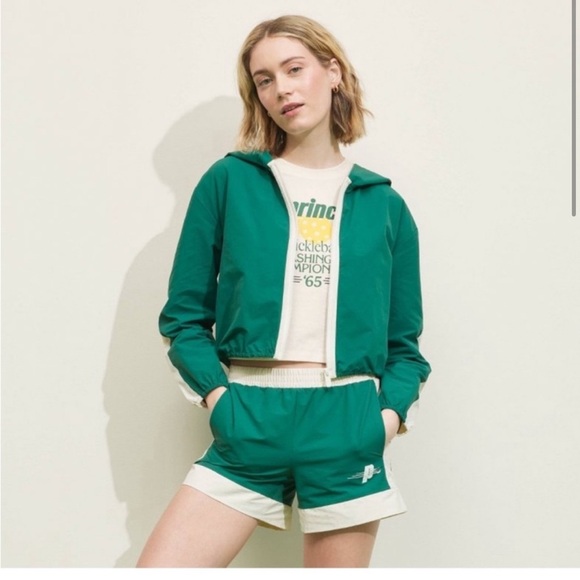 Prince x Target pickleball collection green logo crop windbreaker hooded jacket - Picture 2 of 12
